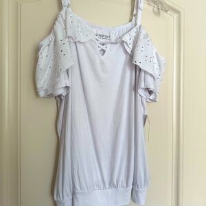 NWT Torrid off the shoulder ruffle top with adjustable straps, white, size 2X